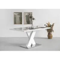 Inosign Esstisch "Ali, TOPSELLER Modernes Design", weiß (weiß hochglanz), B:160cm H:76cm T:90cm, Tische, Esstisch, Breite 160 cm, weiß Hochglanz, Bodenplatte aus Metall