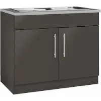 Wiho Küchen Spülenschrank WIHO KÜCHEN "Cali", grau (front: anthrazit glanz, korpus: anthrazit matt, arbeitsplatte canvas grau), B:100cm H:85cm T:60cm, Schränke, Spülenschrank, 100 cm breit
