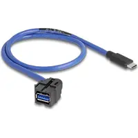DeLOCK Keystone Modul USB 5 Gbps A Buchse zu USB Type-C Stecker mit Kabel, 0,5 m, USB A, USB C, 5 Gbit/s, Schwarz, Blau