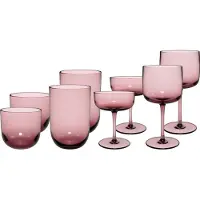 Villeroy & Boch Gläser-Set "Komplett-Gläser-Set Like Glass 8er Set", pink (grape), B:2cm H:2cm, Glas, LIKE. BY , Trinkgefäße, Gläser-Set, Handwäsche wird empfohlen
