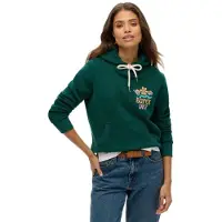 Superdry für Damen. W2012534A Grüner Kapuzenpullover Summer Garden (XL), Lässig, Baumwolle, Türkis