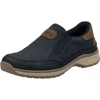 Rieker Slipper , Herren, Gr. 41, bunt (nachtblau, braun), Lederimitat, Basic, Schuhe Slipper, Slip-on-Sneaker, Freizeitschuh, Halbschuh mit Gummizug