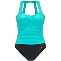 LASCANA Badeanzug , Damen, Gr. 46, Cup C, grün (schwarz, mint), Polyamid, Colorblocking, Badeanzüge Badeanzug, mit modischem Rücken und Shaping-Effekt, Topseller