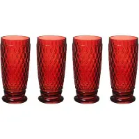 Villeroy & Boch Longdrinkglas "Longdrinkgläser Boston Coloured 400 ml 4er Set", rot, Glas, Trinkgefäße, Longdrinkglas