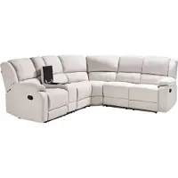Beliani Ecksofa Hellbeige Stoffbezug 5-Sitzer 2 Getränkehalter Kammer Manuell Verstellbar Sesselfunktion Relaxfunktion Modern Wohnzimmer