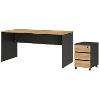 Germania Büromöbel-Set "Lissabon", braun (graphit, navarra, eiche, nachbildung), H:75cm T:79cm, Arbeitsmöbel-Sets, Büromöbel-Set
