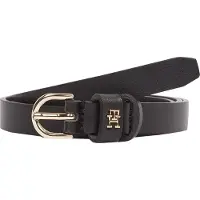 Tommy Hilfiger Ledergürtel "ESSENTIAL EFFORTLESS 1.5", Damen, Gr. 85, schwarz, Rindsleder, unifarben, Gürtel Ledergürtel, Ovale Einfachdornschließe, Logoemblem