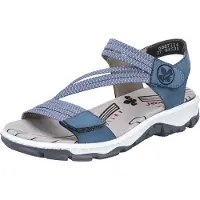 Rieker Damen Sandale Trekking Outdoor Stretch Klettverschluss schmal 68871, Größe:41 EU, Farbe:Blau