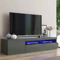 Web Furniture Moderner TV-Schrank mit Tür und Klappschublade 150cm Daiquiri Anthracite M