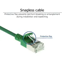 ACT Grünes 1 Meter langes LSZH-U/FTP-Cat-6a-Datencenter-Slimline-Patch-Kabel mit RJ45-Anschlüssen und Knickschutz, 1 m, Cat6a, U/FTP (STP), RJ-45, RJ-45, Grün
