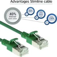 ACT Grünes 0,50 Meter langes LSZH-U/FTP-Cat-6a-Datencenter-Slimline-Patch-Kabel mit RJ45-Anschlüssen und Knickschutz, 0,5 m, Cat6a, U/FTP (STP), RJ-45, RJ-45, Grün