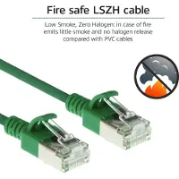 ACT Grünes 1,50 Meter langes LSZH-U/FTP-Cat-6a-Datencenter-Slimline-Patch-Kabel mit RJ45-Anschlüssen und Knickschutz, 1,5 m, Cat6a, U/FTP (STP), RJ-45, RJ-45, Grün