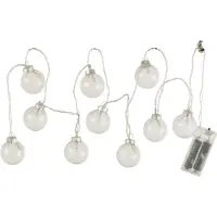 J-Line Girlande 10 Kugel+Led Glattes Glas Transparent