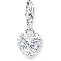 Thomas Sabo Charm Herz "Charm weiß", silber (silberfarben, kristallweiß, kristallweiß), Charms, Damen, Silber 925 (recycelt), Charm Herz, mit Zirkonia (synth.)