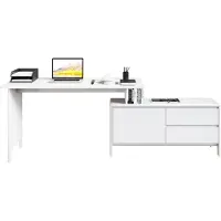 Otto Home Schreibtisch "Luven, aus Massivholz", weiß, B:140cm H:76cm T:60cm, Tische, Schreibtisch, in 2 Breiten, variable Nutzung als Schreibtisch oder Eckschreibtisch