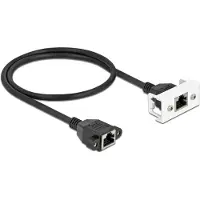 DeLOCK Netzwerk Verlängerungskabel für Easy 45 Modul S/FTP RJ45 Buchse zu RJ45 Buchse Cat.6A 50 cm schwarz, 0,5 m, Cat6a, S/FTP (S-STP), RJ-45, RJ-45, Schwarz, Weiß