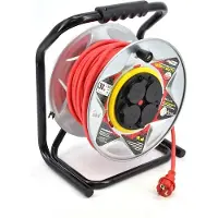 AWTOOLS Metalltrommel Verlängerungskabel Rot Heavy Duty 25M 3X2.5 Mm 16A / 3680W / ip44