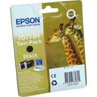 Epson Giraffe Doppelpack Schwarz T0711H Tintenpatronen DURABrite Ultra, Low Yield, Schwarz, Tinte auf Pigmentbasis, 11,1 ml, 1 Stück(e), Doppelpack