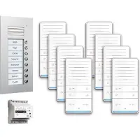 TCSS PAUF081/001 audio:pack UP für 8 Wohneinheiten, mit Außenstation PUK 8 Klingeltasten + 8x Freisprecher ISW6031 + Steuergerät BVS20 PAUF081001