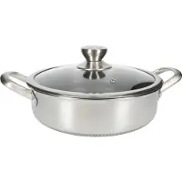 Cheffinger , Bratpfanne aus Premium-Edelstahl mit Antihaftbeschichtung in Wabenform mit Deckel 24cm, Silber