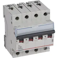 Legrand 404244 TX3 Leitungsschutzschalter C-Charakteristik, 50A, 3-polig+N, 10kA, 400VAC, 4TE