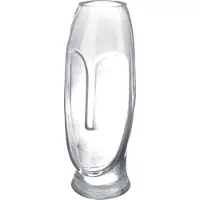 Casablanca by Gilde Tischvase "Moai", grau, B:9cm H:25cm T:9cm Ø:9cm, Glas, Vasen, Tischvase