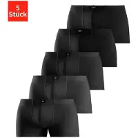 H.I.S. Boxer H.I.S "Boxershorts für Herren", Herren, Gr. 10 (4XL), 5 Stk., Jersey, schwarz, Jersey, Obermaterial: 95% Baumwolle, 5% Elasthan, unifarben, körpernah, Unterhosen Boxer, aus Baumwolle, Topseller