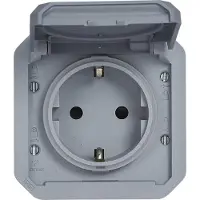 Legrand 069571L Plexo New Einsatz Schutzkontakt-Steckdose, Schraubklemmen, EB, IP44, IK 08, Grau