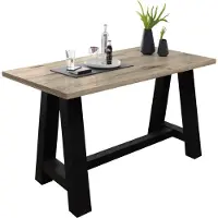 Mäusbacher Bartisch MÄUSBACHER, schwarz (schwarzstahl, sandeichefarben, schwarzstahl), B:120cm H:105cm T:70cm, Tische, Bartisch, Gestell in A-Form (Breite 120, 140 oder 160 cm)