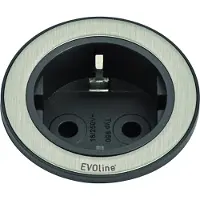Schulte elektrotechnik EVOline ONE Steckdose schwarz-Ring Edelstahl für Plattenstärke 9-25 mm