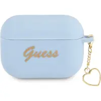 GUESS GUAPLSCHSB AirPods Pro Hülle blau/blau Silikon Charm Herz Kollektion