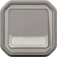 Legrand 069824L Plexo New FRUP Taster Wechselkont bel, Beschriftung 10A, SL, IP55, IK08, Grau