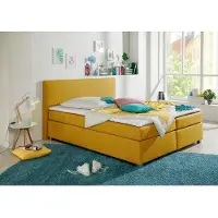 Inosign Boxspringbett "Eliana", gelb (curry), B:167cm L:230cm, Komplettbetten, Boxspringbett, inkl. Topper, in 4 Breiten, 3 Matratzenarten und 2 Härtegraden