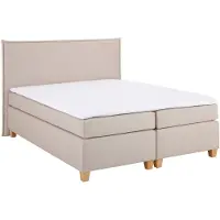 Home affaire Boxspringbett "Houssay", beige, B:212cm L:205cm, Struktur fein (100% Polyester), Komplettbetten, Boxspringbett, inkl. Topper, 5 Breiten, 2 Härtegraden auch in Überlänge 220 cm