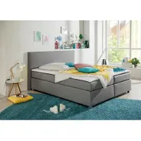 Home affaire Boxspringbett "Eliana", grau, B:187cm L:230cm, Komplettbetten, Boxspringbett, inkl. Topper, in 4 Breiten, 3 Matratzenarten und 2 Härtegraden