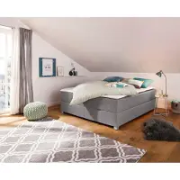 Home affaire Boxbett "Alexis", grau (hellgrau), B:180cm L:220cm, Struktur fein (100% Polyester), Komplettbetten, Boxbett, ohne Kopfteil - ideal für Räume mit Dachschrägen; in 4 Breiten