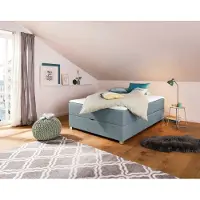 Inosign Boxbett "Alexis", blau (petrol), B:140cm L:220cm, Struktur fein (100% Polyester), Komplettbetten, Boxbett, ohne Kopfteil - ideal für Räume mit Dachschrägen; in 4 Breiten