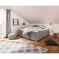 Inosign Boxbett "Alexis", grau (hellgrau), B:160cm L:200cm, Struktur fein (100% Polyester), Komplettbetten, Boxbett, ohne Kopfteil - ideal für Räume mit Dachschrägen; in 4 Breiten