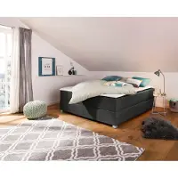 Home affaire Boxbett "Alexis", grau (anthrazit), B:200cm L:200cm, Struktur fein (100% Polyester), Komplettbetten, Boxbett, ohne Kopfteil - ideal für Räume mit Dachschrägen; in 4 Breiten