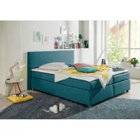 Home affaire Boxspringbett "Eliana", blau (petrol), B:167cm L:230cm, Komplettbetten, Boxspringbett, inkl. Topper, in 4 Breiten, 3 Matratzenarten und 2 Härtegraden