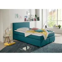 Home affaire Boxspringbett "Eliana", blau (petrol), B:147cm L:210cm, Komplettbetten, Boxspringbett, inkl. Topper, in 4 Breiten, 3 Matratzenarten und 2 Härtegraden