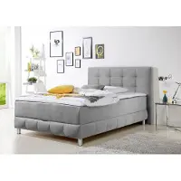 Home affaire Boxbett "Vaasa", silber, B:154cm L:210cm, Komplettbetten, Boxbett, inkl. Bettkasten & Topper, XXL-Ausführung, Überlänge 220 cm
