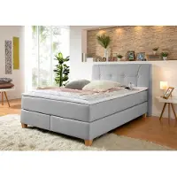 Home affaire Boxspringbett "Calloway", grau, B:168cm L:218cm, Komplettbetten, Boxspringbett, inkl. Topper, XXL-Ausführung, in 4 Farben, 5 Breiten, 3 Matratzenarten