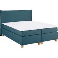 Home affaire Boxspringbett "Houssay", blau (petrol), B:152cm L:225cm, Struktur fein (100% Polyester), Komplettbetten, Boxspringbett, inkl. Topper, 5 Breiten, 2 Härtegraden auch in Überlänge 220 cm