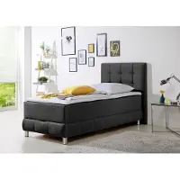 Home affaire Boxbett "Vaasa", grau (schiefer), B:104cm L:210cm, Komplettbetten, Boxbett, inkl. Bettkasten & Topper, XXL-Ausführung, Überlänge 220 cm