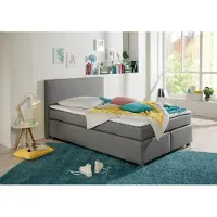 Home affaire Boxspringbett "Eliana", grau, B:147cm L:230cm, Komplettbetten, Boxspringbett, inkl. Topper, in 4 Breiten, 3 Matratzenarten und 2 Härtegraden