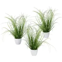 Creativ Green Kunstgras "Grasbusch", grün, H:40cm, Kunststoff, Kunstpflanzen, Kunstgras, 3er Set, im dekorativen Kunststofftopf