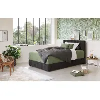 Cotta Boxbett "Beetle", schwarz, B:128cm L:210cm, 100% POLYESTER (PES), Komplettbetten, Boxbett, inkl. Topper und Bettkasten