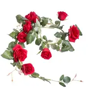 Botanic-Haus Kunstblume "Rosengirlande Dijon", rot, B:10cm H:10cm T:140cm Ø:10cm, Kunststoff, Kunstpflanzen, Kunstblume