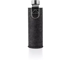 EQUA Trinkflasche "Mismatch", silber (transparent, silberfarben), H:25,5cm, Borosilikatglas, Trinkflaschen, Trinkflasche, Borosilikatglas, mit Filzcover und Metallgriff